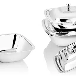 dynore Square Shape Serving Bowls With SS Lid 380, 550 and 750 ml- Set of 6 Pcs Bowl Serving Set-picture-30