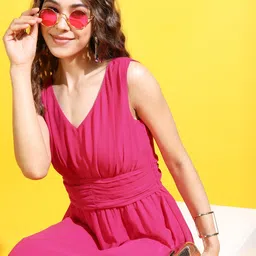 tokyo talkies Women Maxi Pink Full Length Dress image 3