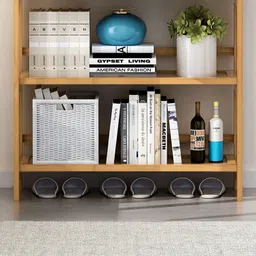 livzing 6 Layer Bamboo Wood Bookshelf - Showcase Organizer for Living Room Solid Wood Open Book Shelf image 2