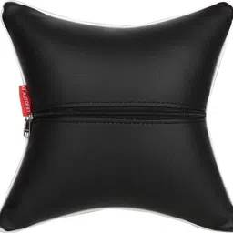 autofit Black, Silver Leather Car Pillow Cushion for Universal For Car image 3