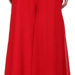 first arrival Women Flared Red Georgette Trousers image 2