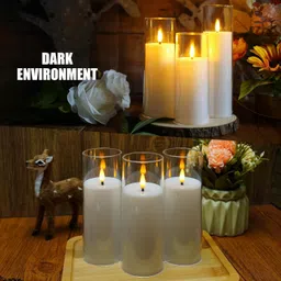 adorazone Pillar Candles | Flameless & Smokeless Battery Operated Glass Look LED Pillar Candle image 3