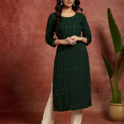 elegant creation Women Embellished Cotton Rayon Straight Kurta-picture-11