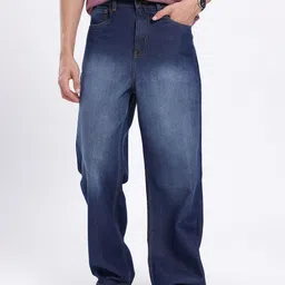 glitchez Men Straight Fit Mid Rise Blue Jeans image 2