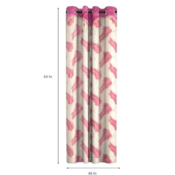 cortina Pink Floral Polyester 5 Ft Semisheer Eyelet Window Curtains (Set of 2) image 4
