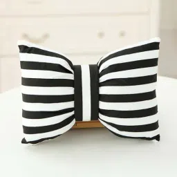 Black and White Microfiber 12 x 16 inch Decorative Bow Shaped Cushion-image-63