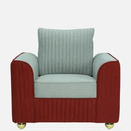casacraft from pepperfry Elysia Fabric 1 Seater Sofa In Ash Grey And Garnet Red Colour image 4