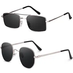 sheomy Unisex Combo offer pack of 2 shades glasses Rectangle Retro Vintage Narrow Sunglasses Women and Men Small Narrow Square Sun Glasses Combo offer pack of 2 MAVE-005 image 2