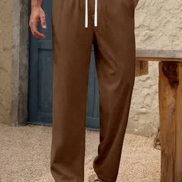 combraided Men Loose Fit Brown Corduroy Trousers-picture-14