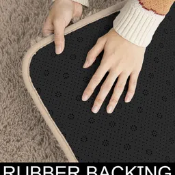 Taupe Solid Polyester 36x24 Inches AntiSkid Bath Mat By Luxe Home International image 4