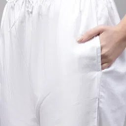 bamboo breeze Women Flared White Viscose Rayon Trousers image 4