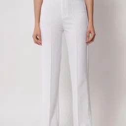 kotty Women Regular Fit White Viscose Rayon Trousers-picture-25