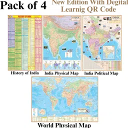gajalakshmii finances Pack of 4 Maps – World Physical, India Political, India Physical & History of India | 28x40 Inch (70x100 cm) | 90 GSM Thick Soft Paper | High-Quality Print with QR Code | New Edition for SSC, UPSC & Competitive Exam Preparation Paper Print-picture-36