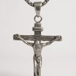 rappersshop Cross Pendant for Men in Stainless Steel | Stylish Religious Locket with Chain Sterling Silver Stainless Steel Pendant Set-picture-41