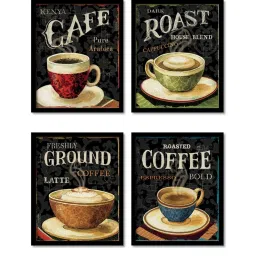 art street Artistic Black Engineered Wood Framed Art Print Set of 4 image 2