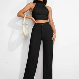 broadstar Women Loose Fit Black Lycra Blend Trousers image 4