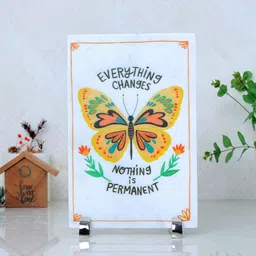 posh n plush Everything Changes Nothing Is Permanent Multicolour Marble Showpiece image 1