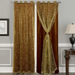 thundershoppe 213.36 cm (7 ft) Velvet Blackout Door Curtain (Pack Of 2) image 1