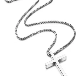 viansh Christian Jesus Cross Pendant with Chain for Men/Boy Titanium Stainless Steel Pendant image 1