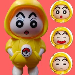 yaykid Cute Shinchan Funny Yellow Hoodie Desk Collectible Cartoon Toy Expression Change-picture-21