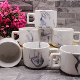 laghima jadon Pack of 6 Ceramic Coffee Cups & Tea Hotel Cup Round shape 130ML Set Best Gift for Friends image 3