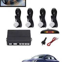 maties 4Pcs White Reverse Parking Sound Warning sensor for car Protection-256 Car Reverse Parking White 4 Sensor With LED Display/Buzzer -256 Parking Sensor-picture-10