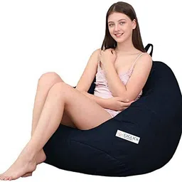 giglick XXXL Faux Leather Bean Bag & Footrest Filled with Beans Teardrop Bean Bag With Bean Filling image 3