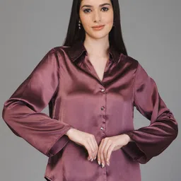 purys Women Regular Fit Solid Spread Collar Casual Shirt-picture-11