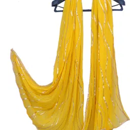 invent fashion Chiffon Striped Yellow Women Dupatta-picture-11