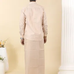ramraj cotton Men Silk Blend Shirt Dhoti Set image 5