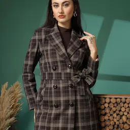 protex Tweed Checkered Coat For Women-picture-24