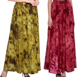 tnq Pack of 2 Women Flared Green Viscose Rayon Trousers-picture-18