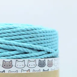 craft affair | 3ply Twisted Cotton Macrame Cord (100 M, 3mm) | Craft, DIY - Water Blue Water Blue image 2