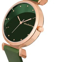 dressberry Refined Rose Gold Case with Smooth Green Silicone Strap Analog Watch - For Women Analog Watch - For Women DB-LR005-GRN-GRN image 3