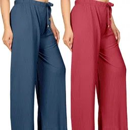 payaltextile Pack of 2 Women Regular Fit Multicolor Cotton Blend Trousers-picture-32