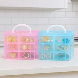 Plastic 18 Grid Box3 Layer Sewing Button Bead Makeup Vanity Jwellery Vanity Box Storage Basket-image-19