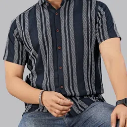 mildin Men Regular Fit Striped Spread Collar Casual Shirt image 1
