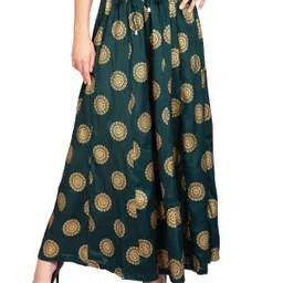 tnq Women Flared Dark Green Pure Cotton Trousers-picture-29