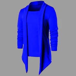 risemax Men Asymmetric Full Sleeve Blue Shrug image 1