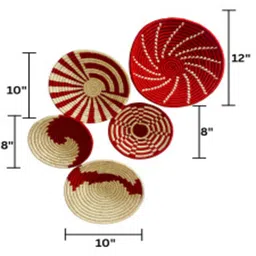 swadeh Set Of 5 Maroon Sabai Grass Maroon Waves Wall Plate image 3