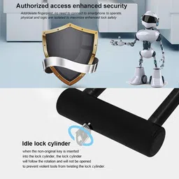 moda tech Smart Fingerprint Motorcycle Charging Anti-Theft U-Lock (Black) KDF-007 U Lock image 5