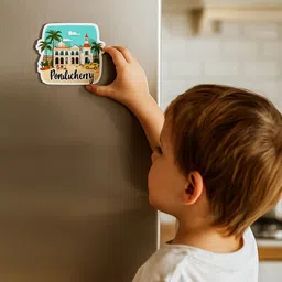 naxon Pondicherry Wooden Fridge Magnet For Home & Kitchen Decor Fridge Magnet Pack of 1 image 4