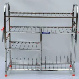 tsw Utensil Kitchen Rack Stainless Steel Kitchen Rack | Dish Rack | Square Pipe Stand (24x24 inches) Steel-picture-25