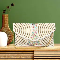 zari and fashion Party White Clutch-picture-16