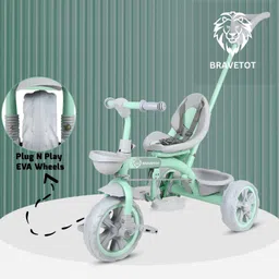 bravetot BABY TRICYCLE WITH 3 EVA WHEELS + PARENT HANDLE PREMIUM Parent Handle Tricycle image 4