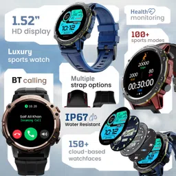 Boult Sterling 1.52" Rugged & Shock Proof Design, BT Calling, 700 Nits, Metallic Frame Smartwatch image 2