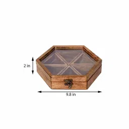 Handcrafted 6 Compartment Mango Wood Spice Box by eCraftIndia image 3