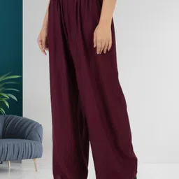 irha Women Regular Fit Blue, Purple Viscose Rayon Trousers image 5