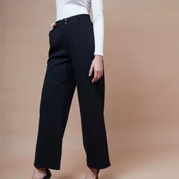 sassafras Women Regular Fit Black Viscose Rayon Trousers image 2