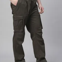 pronk Men Solid Olive Track Pants image 4